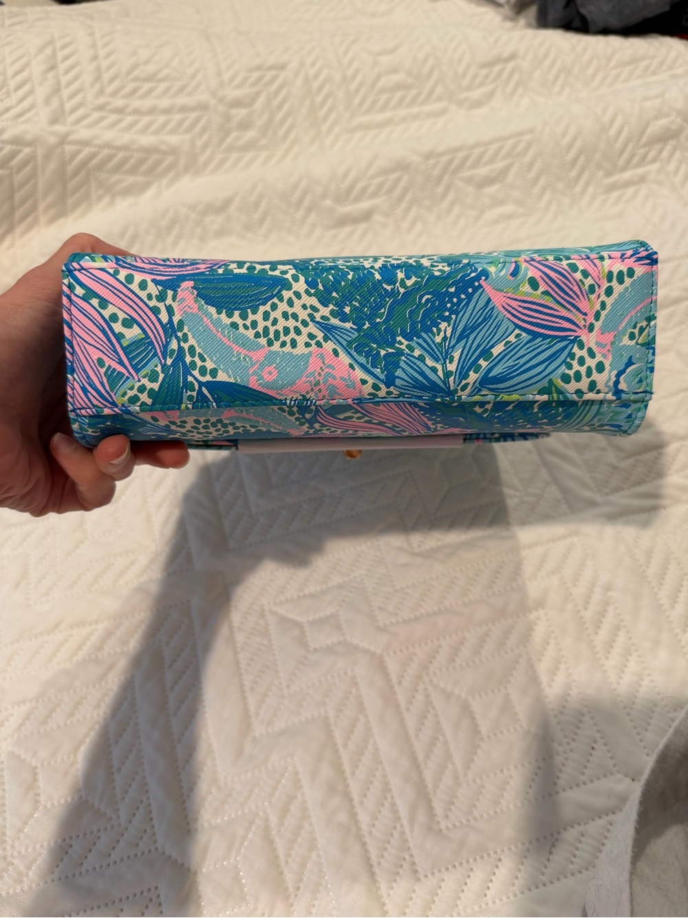 Lilly Pulitzer Bamboo Handle Hand Bag Botanical Green Holiday in the Sun - Picture 5 of 6